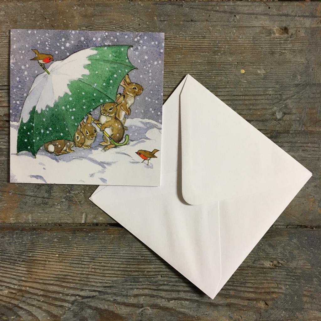 Traditional Christmas Card Pack - Rabbits Sheltering - Homeware Store