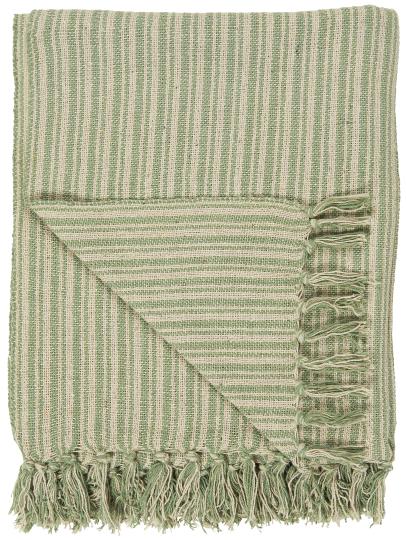 Throw blanket in green stripe with tassels