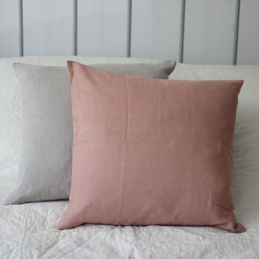 Washed Linen Cushion, Blush - Homeware Store