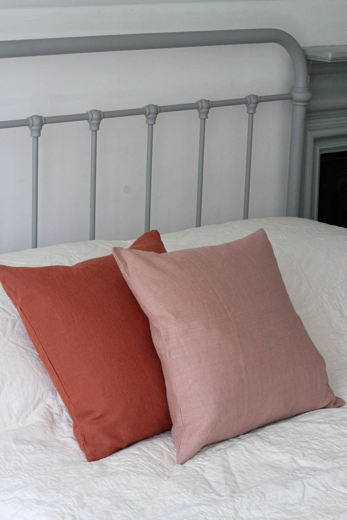 Washed Linen Cushion, Rust - Homeware Store