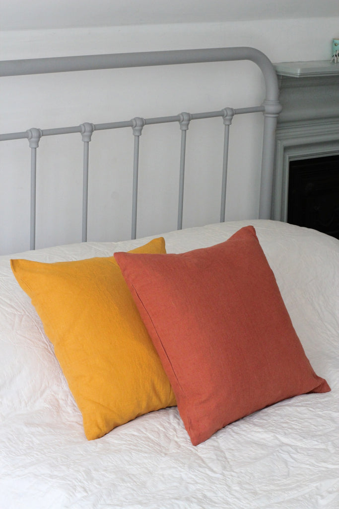 Washed Linen Cushion, Mustard - Homeware Store