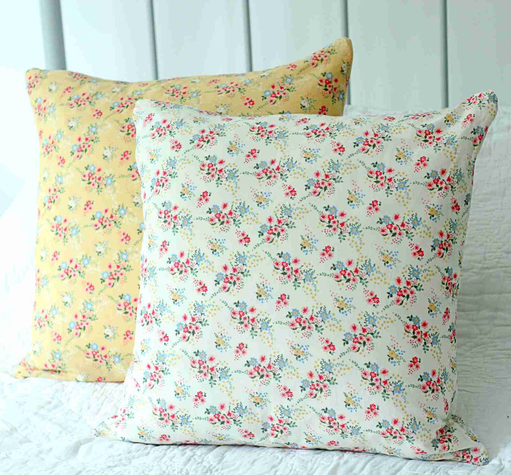 Vintage cushion, cream posy