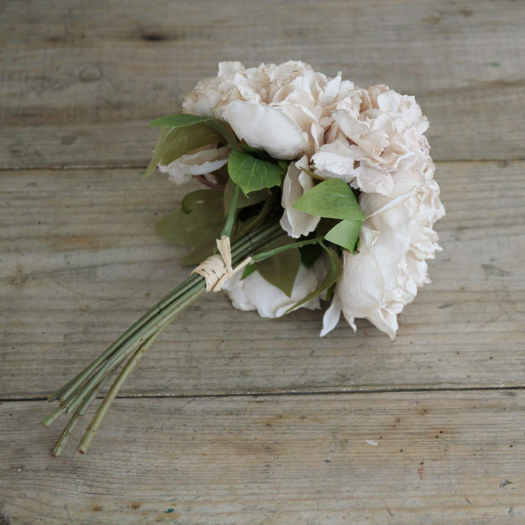 Silk Flower - Dried Peony Bouquet - Oyster