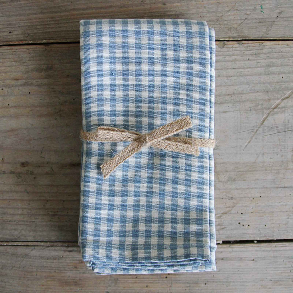 Set of 4 Gingham Napkins - Dusty Blue