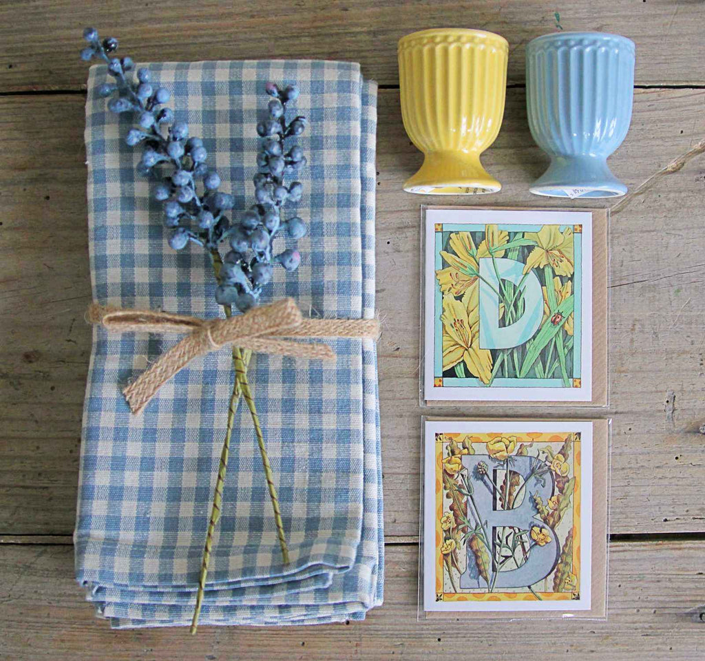 Set of 4 Gingham Napkins - Dusty Blue