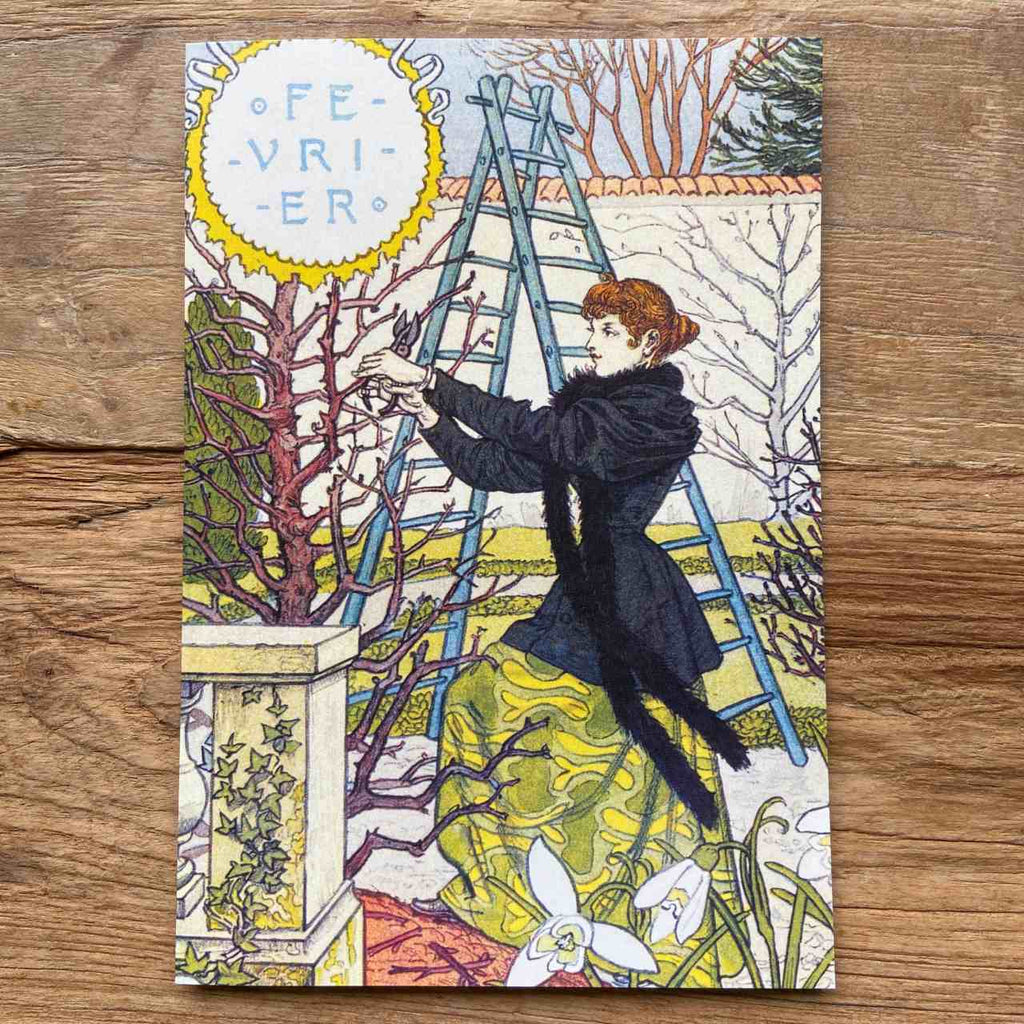 French Months Vintage Greeting card - February