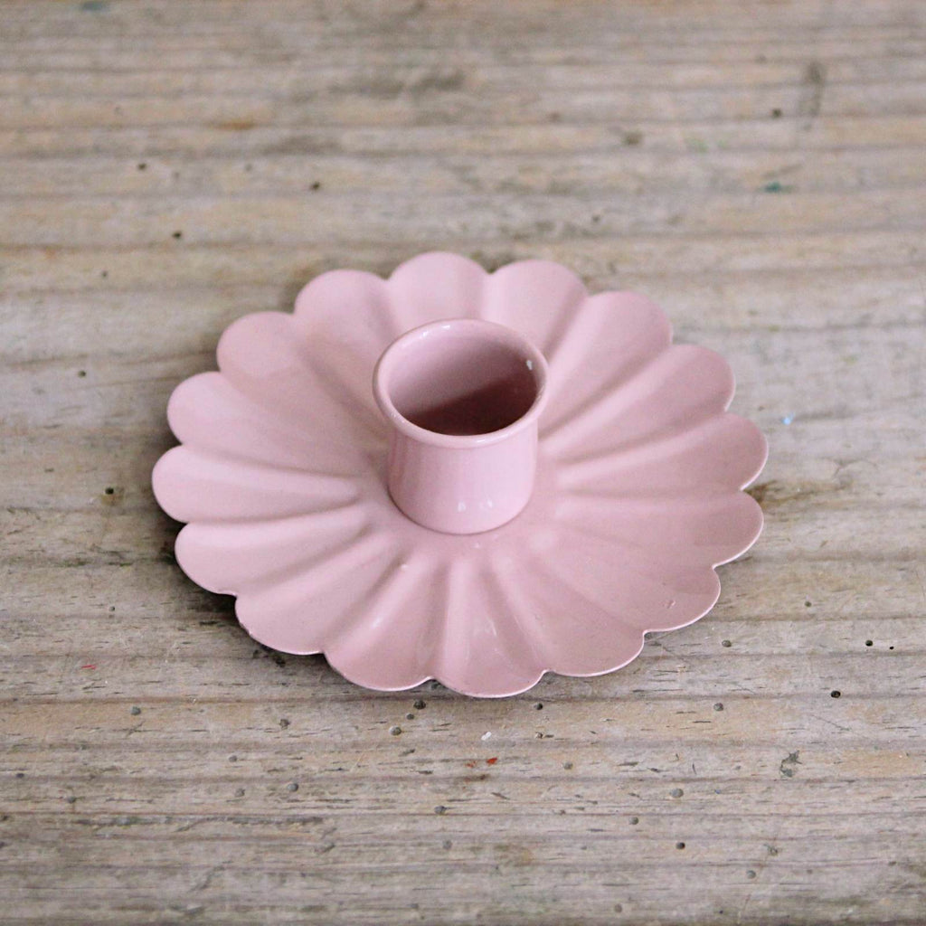 Pink Flower enamel candle holder in Rose 