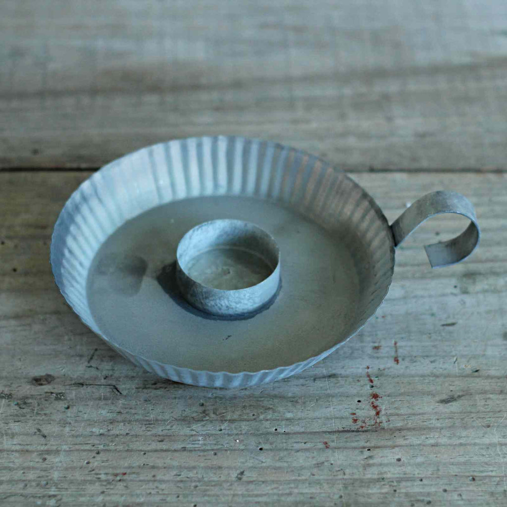 Fluted Zinc Candle Holder