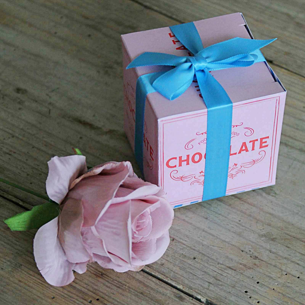 Food of the Gods Chocolate nibbles - the perfect Valentines gift, hand tied with a blue ribbon