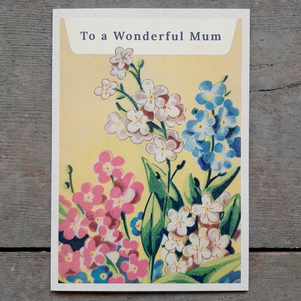 Floral Mother's Day Card - beautiful reproduction of a French vintage seed packet
