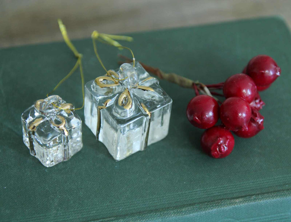 Vintage Christmas decoration, Glass Present Decoration