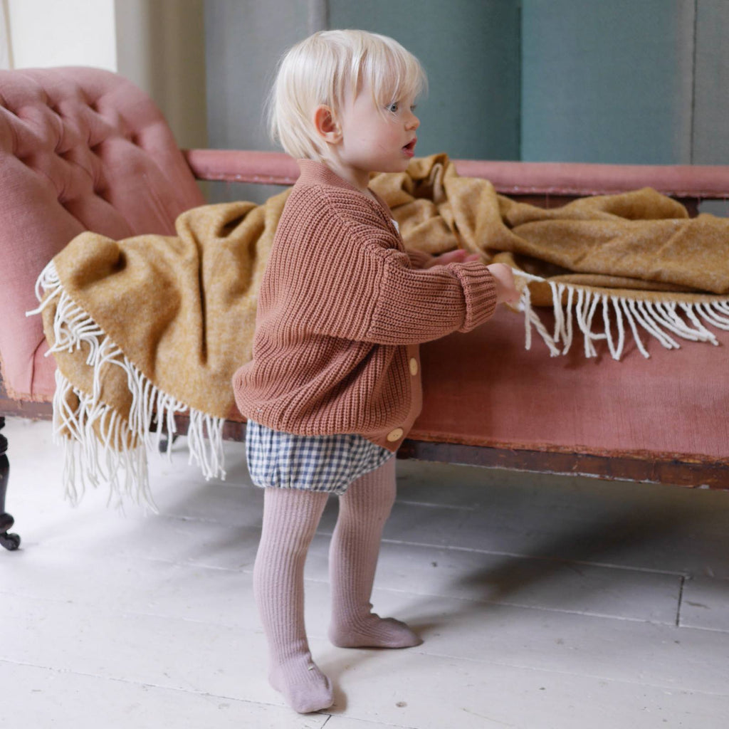 Children's cotton ribbed cardigan in Cinnamon