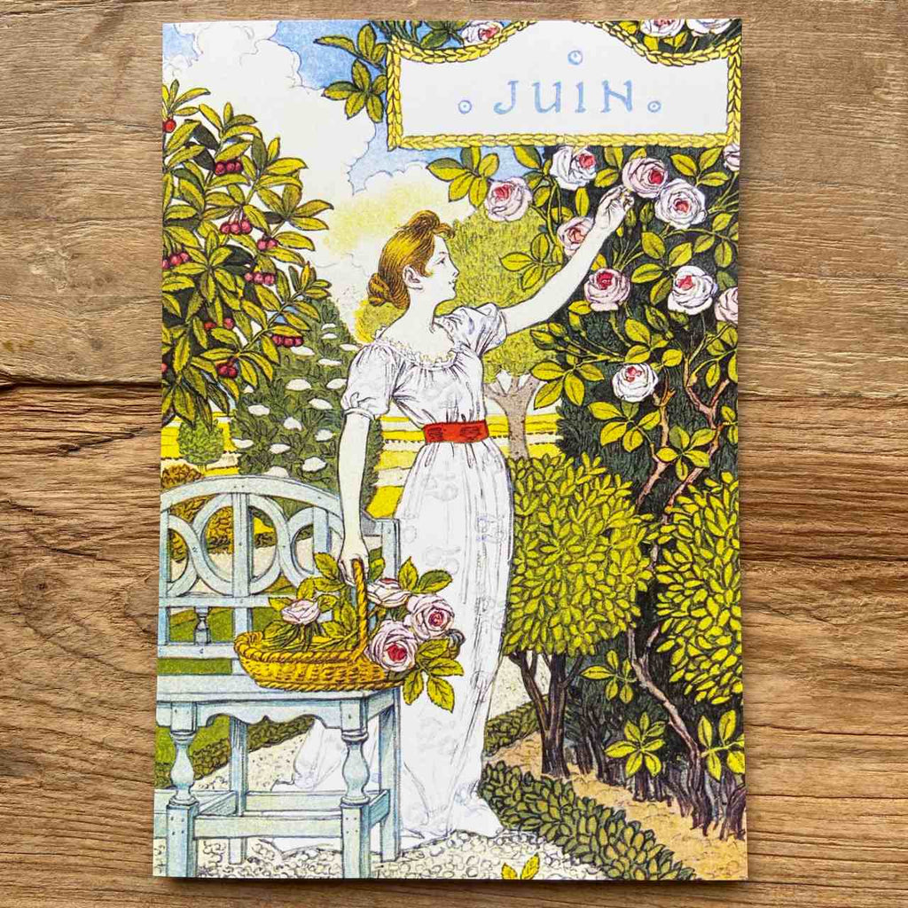 French Months Vintage Greeting card - June