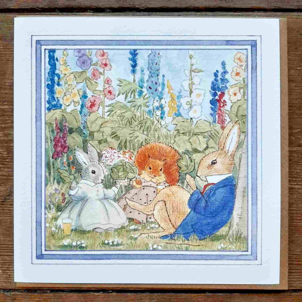 Little Grey Rabbit Garden Party Greeting Card. Adorable greeting card from the stories of Little Grey Rabbit.
