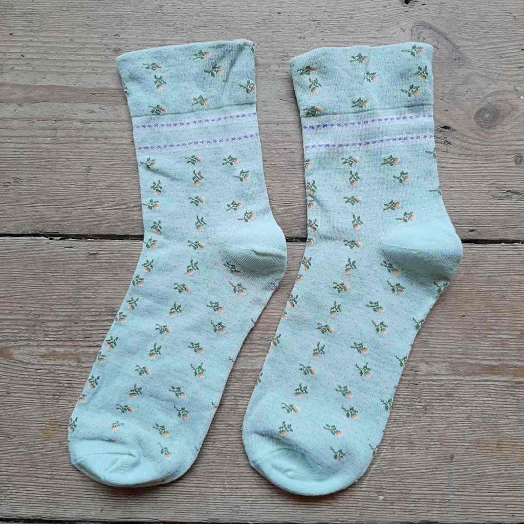 Mint Rosebud Socks