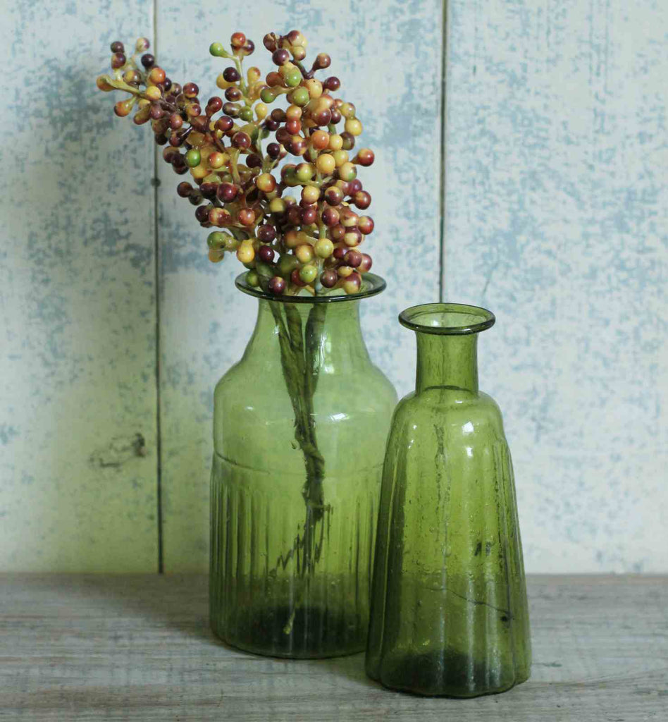 Autumn Vase, moss green glass vase