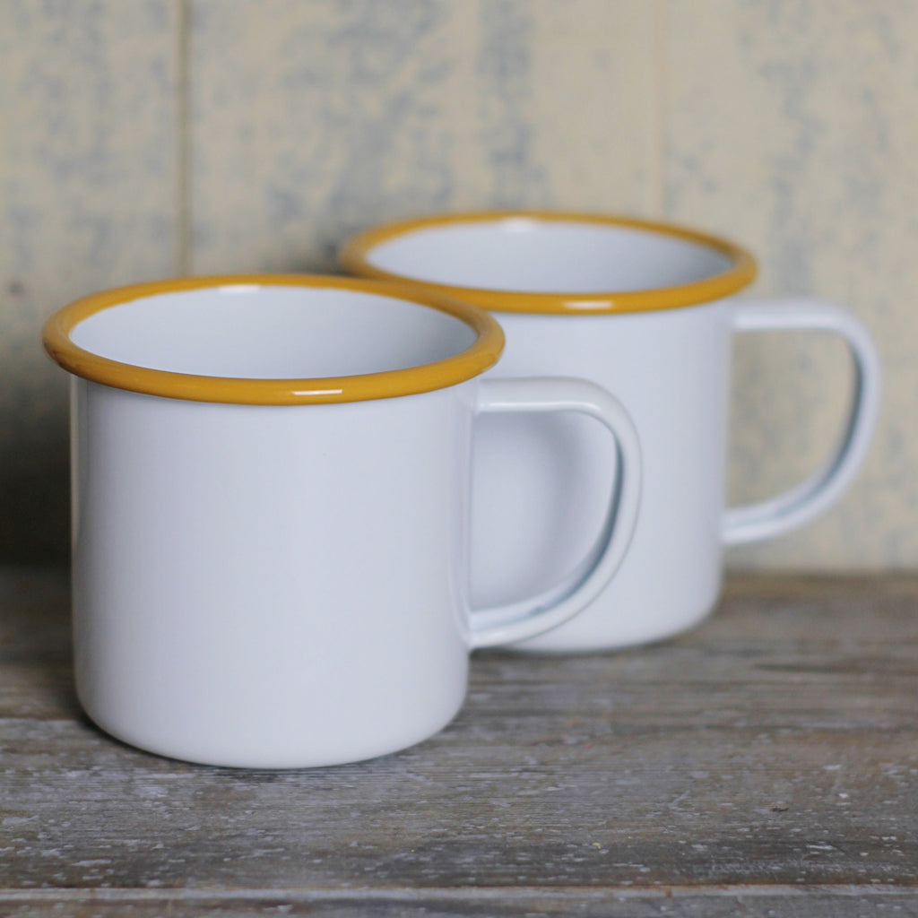 Classic Enamel Mug - Mustard Rim