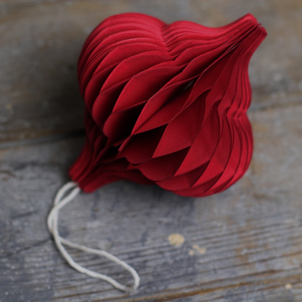 Red Honeycomb Decoration - Vintage Christmas Decoration