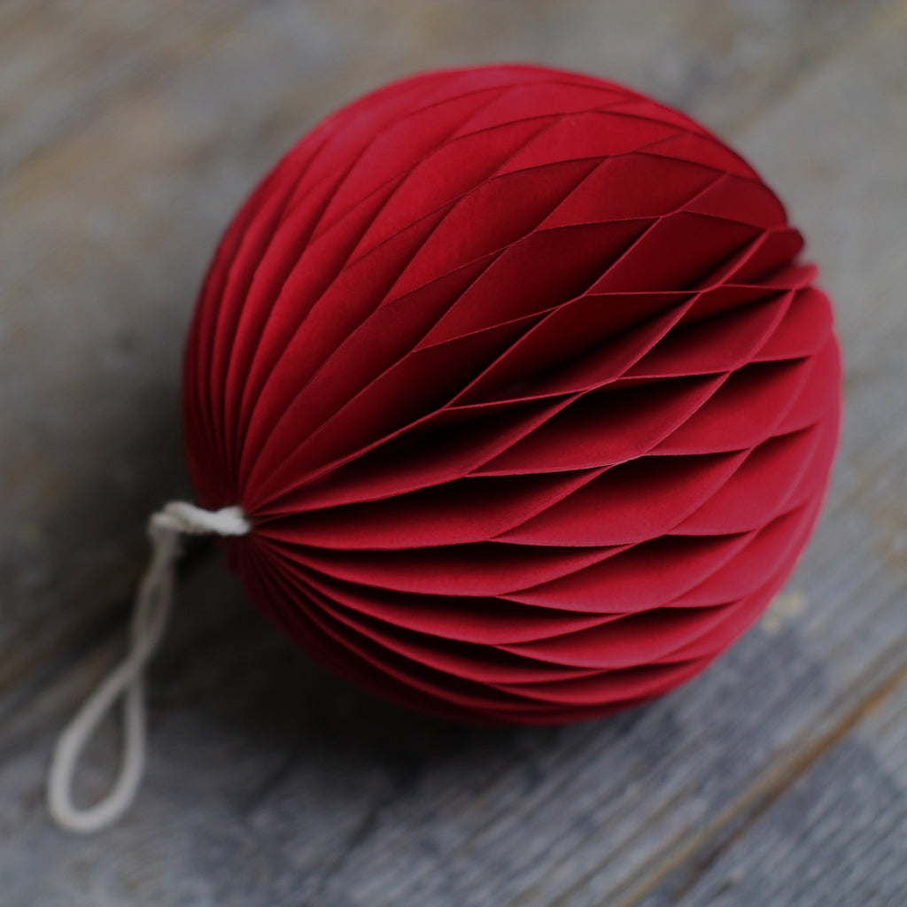 Red Honeycomb Decoration - Vintage Christmas Decoration