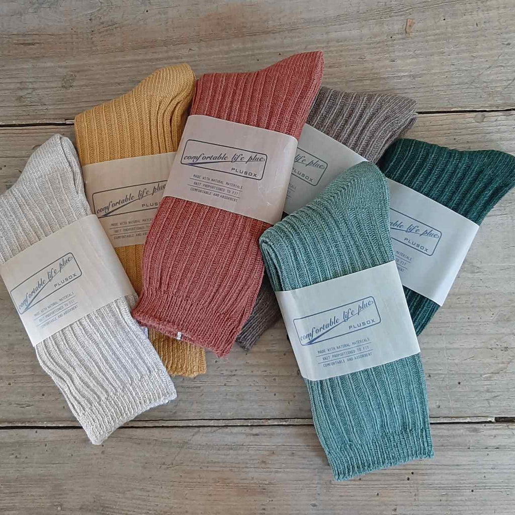 Women's plain cotton socks, block colours