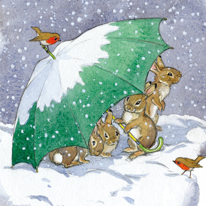 Traditional Christmas Card Pack - Rabbits Sheltering - Homeware Store