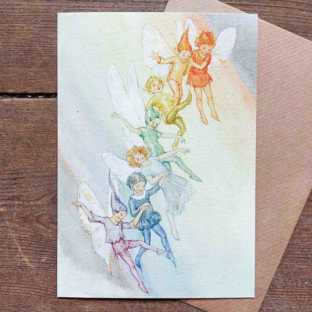 Rainbow Fairies Vintage Greeting Card