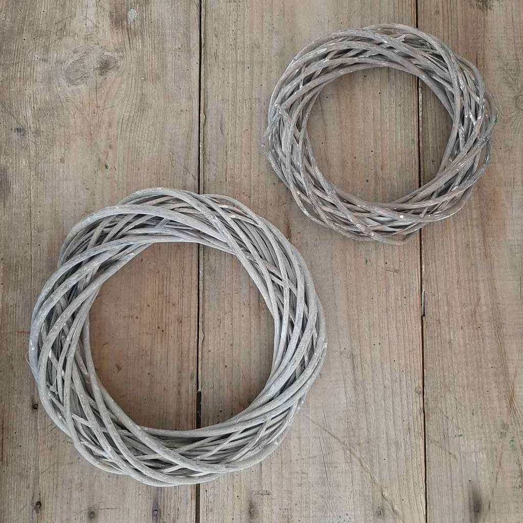 Grey rattan wreath in two sizes