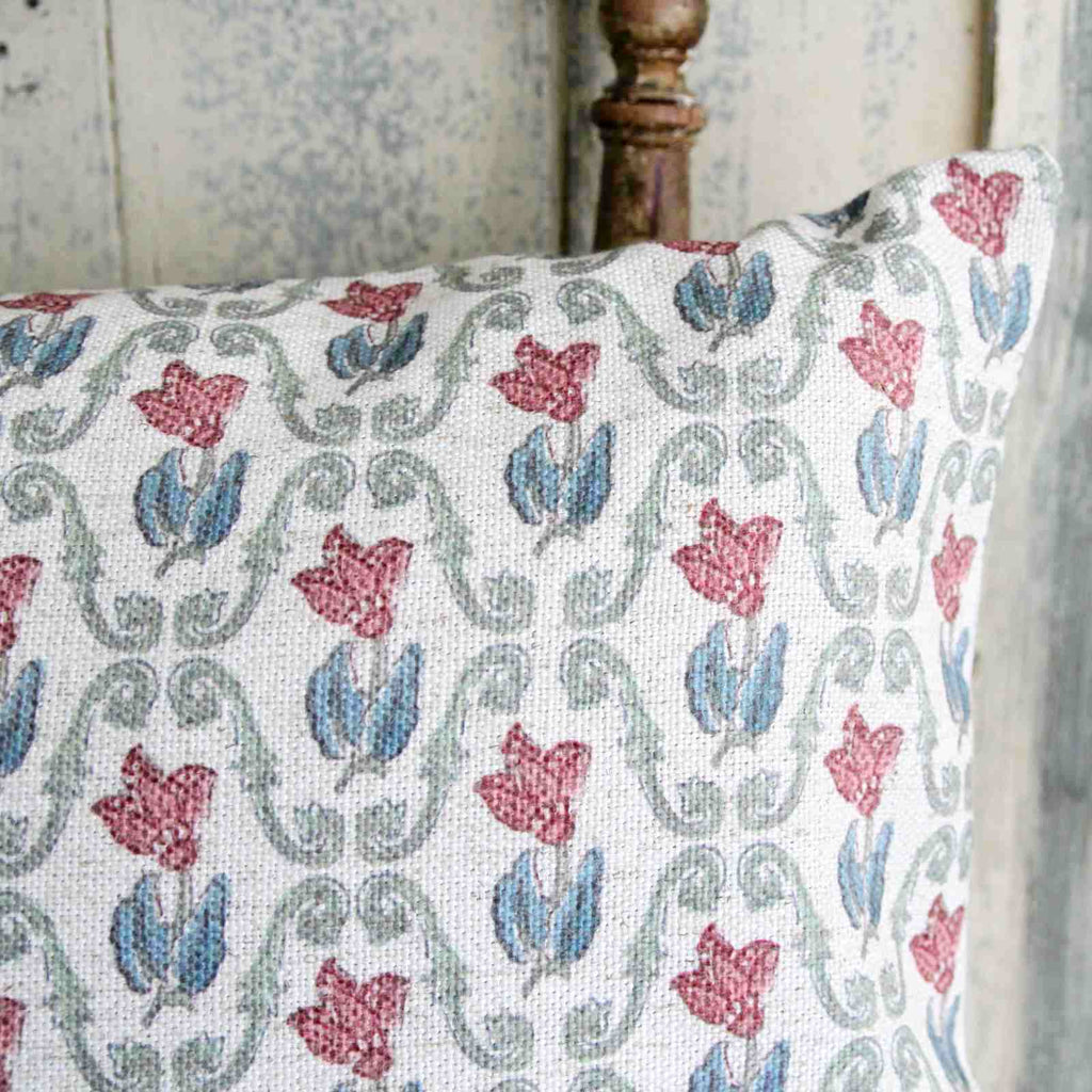 Rustic Floral Cushion - Meadow close up
