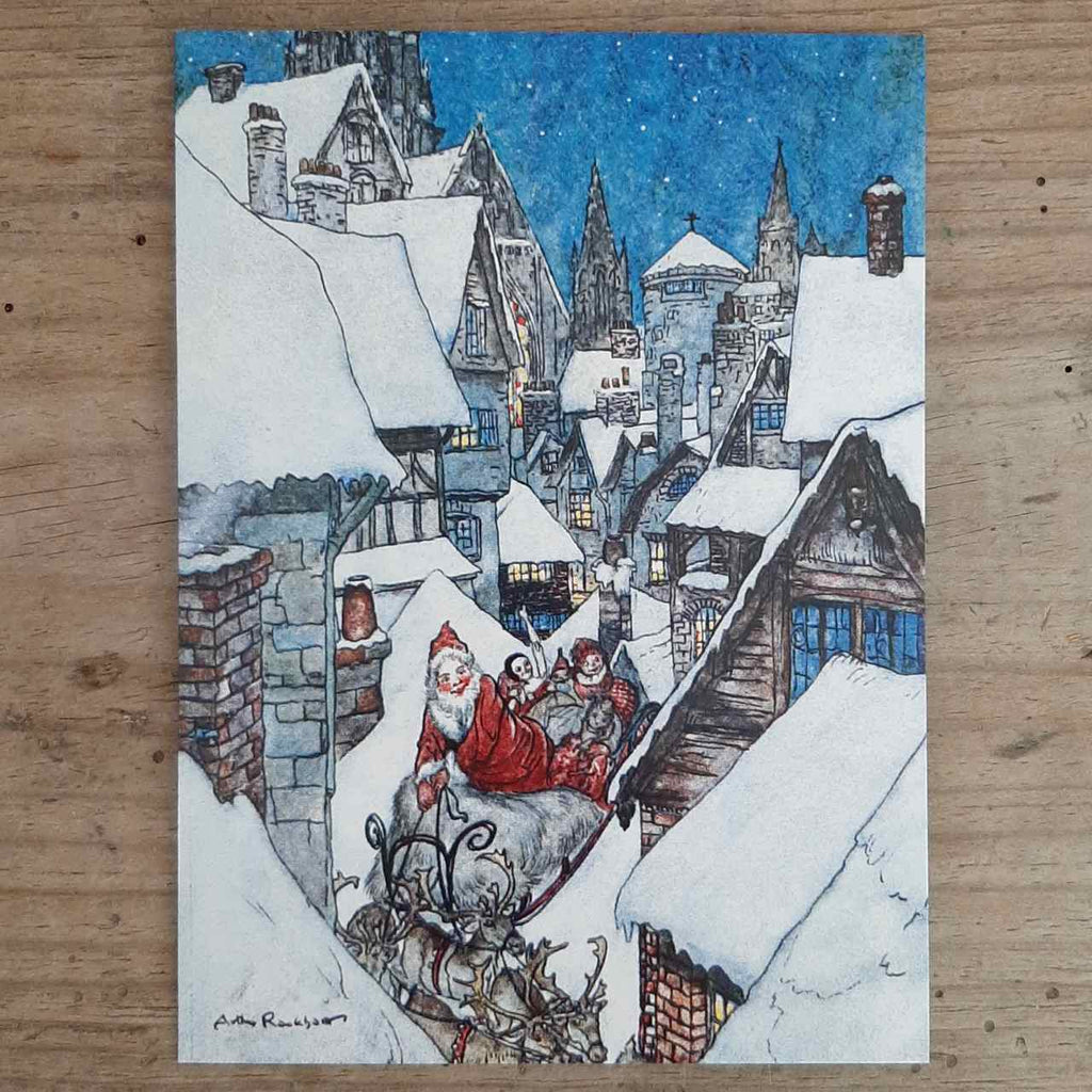 Traditional Christmas Card Pack - Santa Amongst the Rooftops