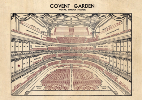 Vintage card of Royal Opera House plans detail