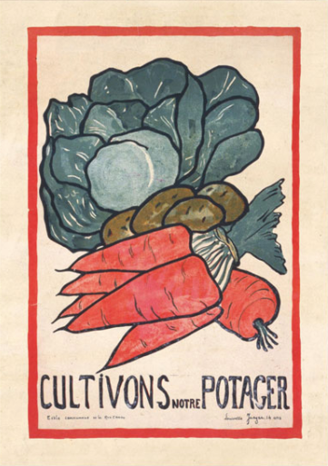 Vintage card 'Let's Plant Vegetables' detail