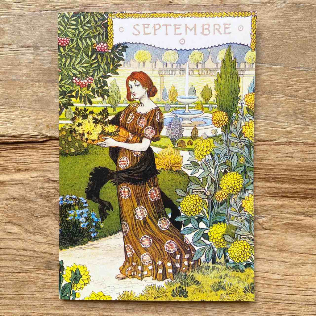 French Months Vintage Greeting card - September