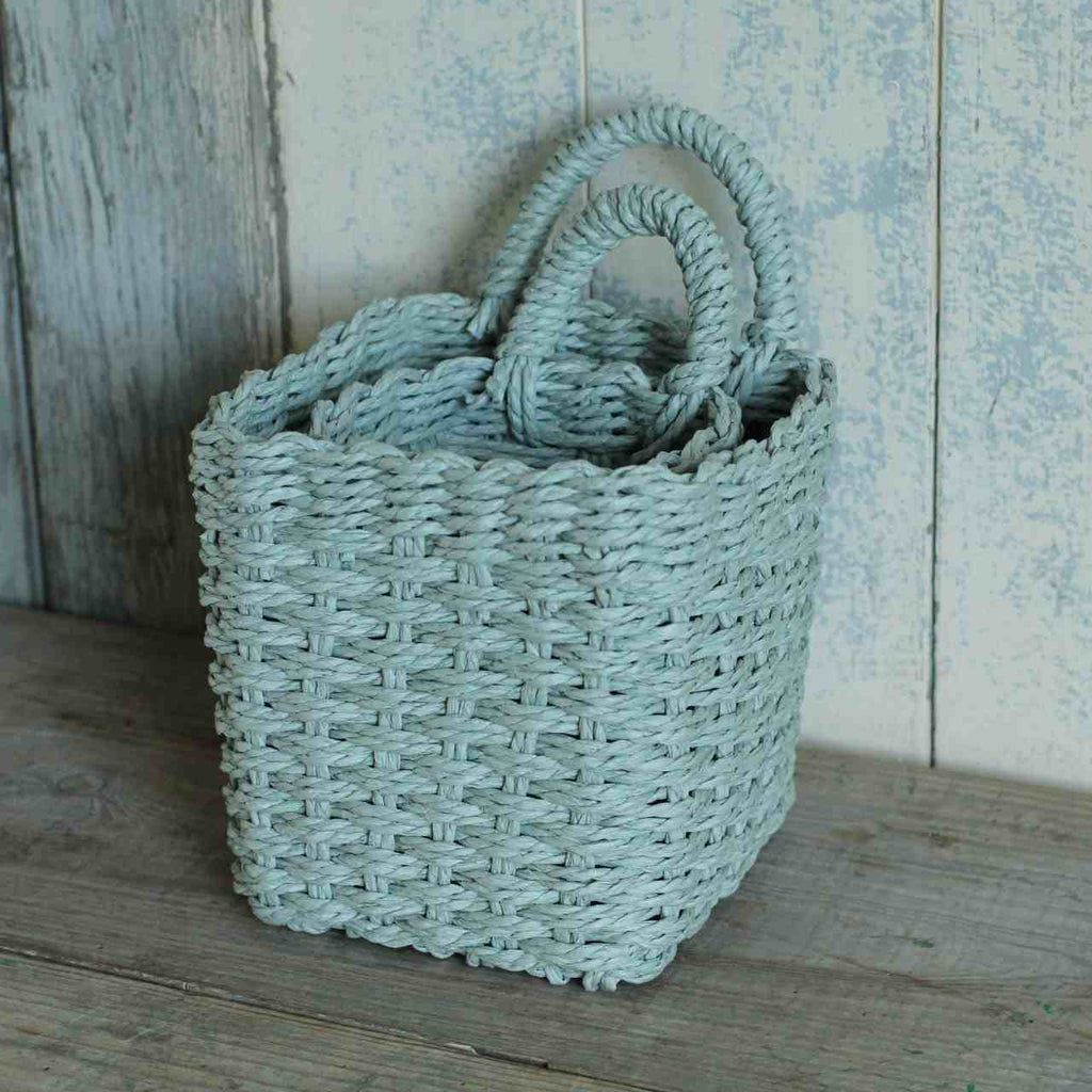 Set of hanging baskets, dusty green