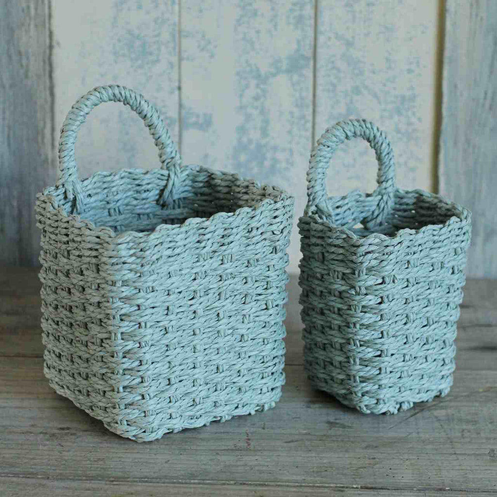 Set of hanging baskets, dusty green