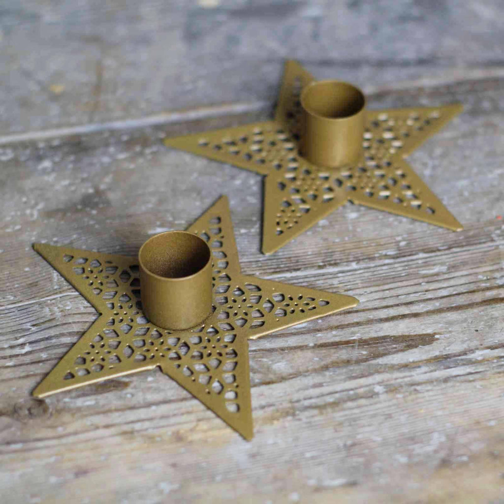 candle holder gold star design