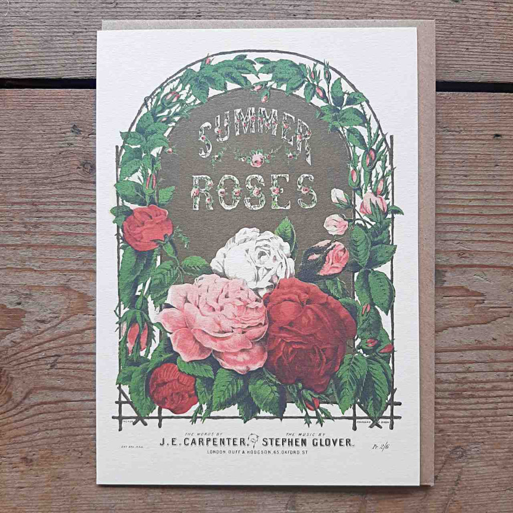 Vintage card with Summer Roses