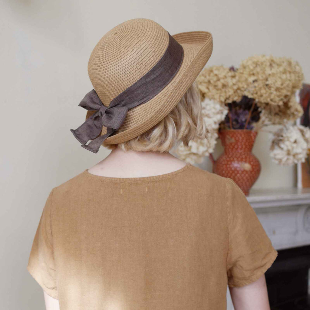 Sun Hat - Camel with Dusky Bow