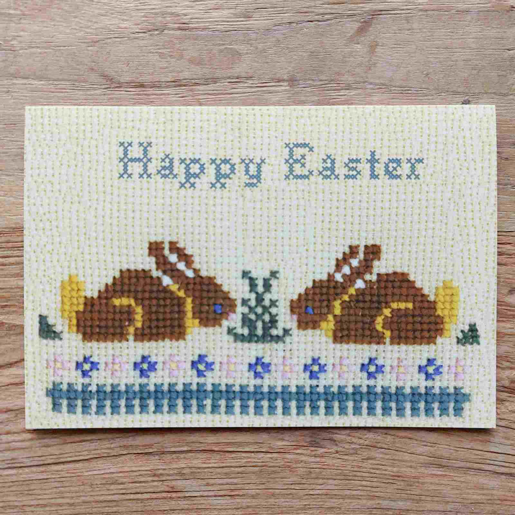 Vintage Embroidery Easter Card - Bunnies