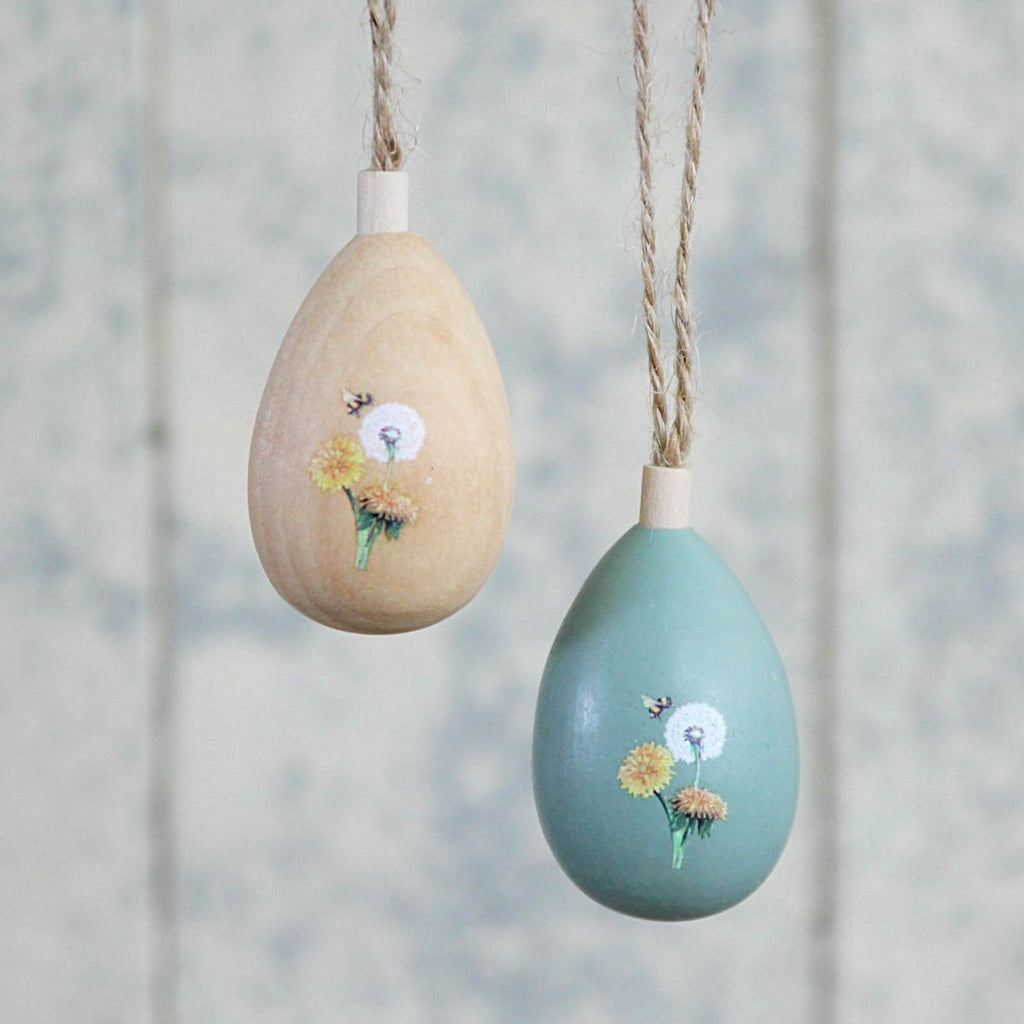 Hanging Wooden Egg Decoration - Dandelion