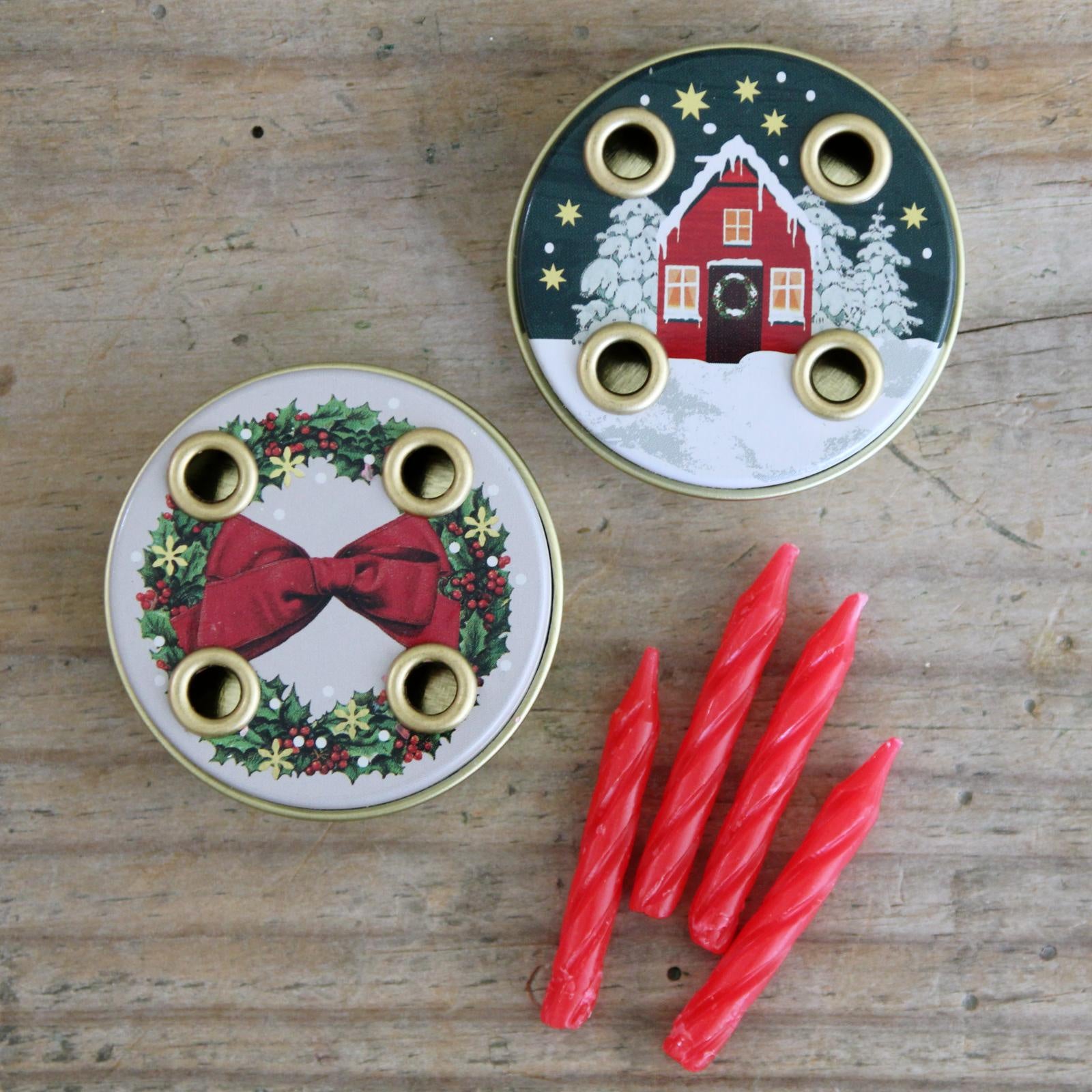 Miniature Traditional Advent Tin  with candles