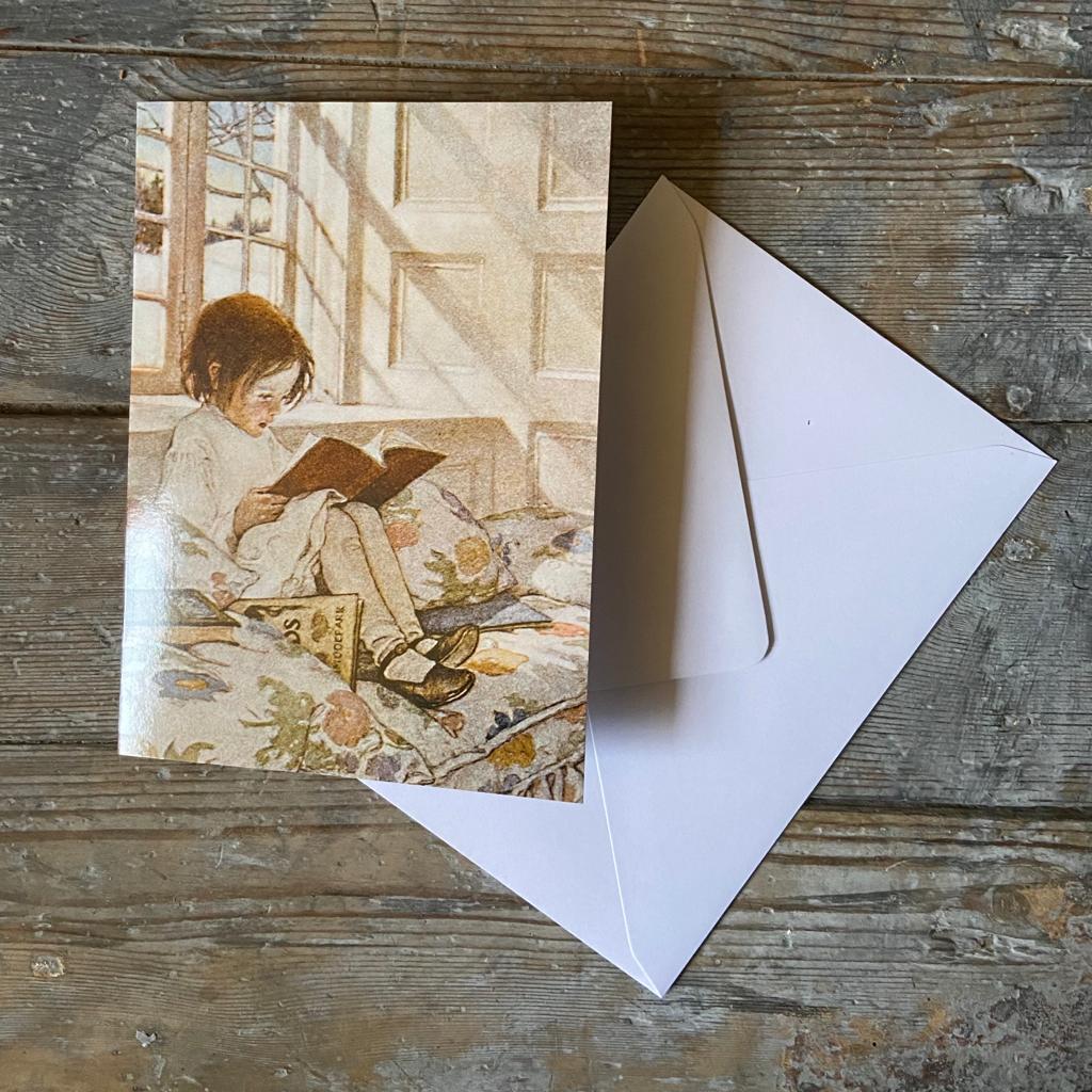 Vintage card ' Picture Books in Winter' by Jessie Wilcox Smith with envelope