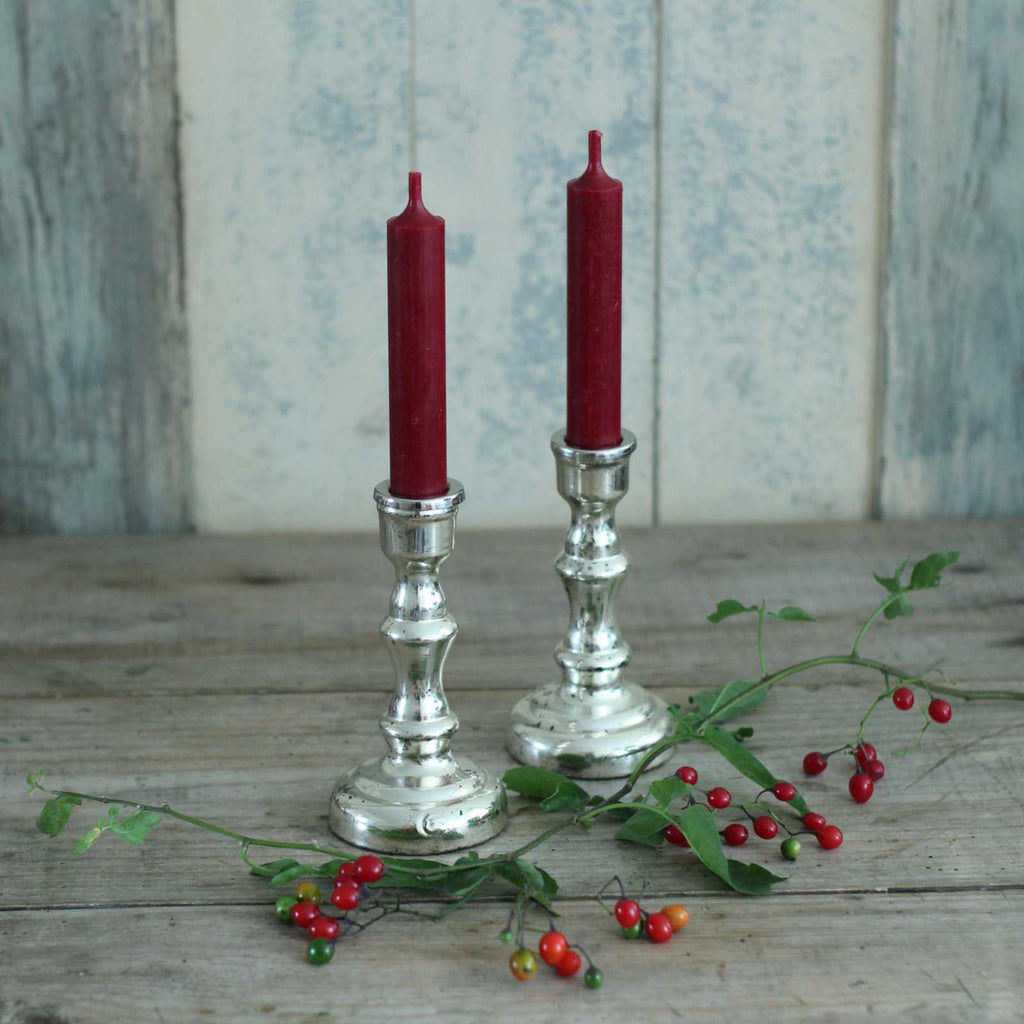 Antique Silver Candlestick - Christmas