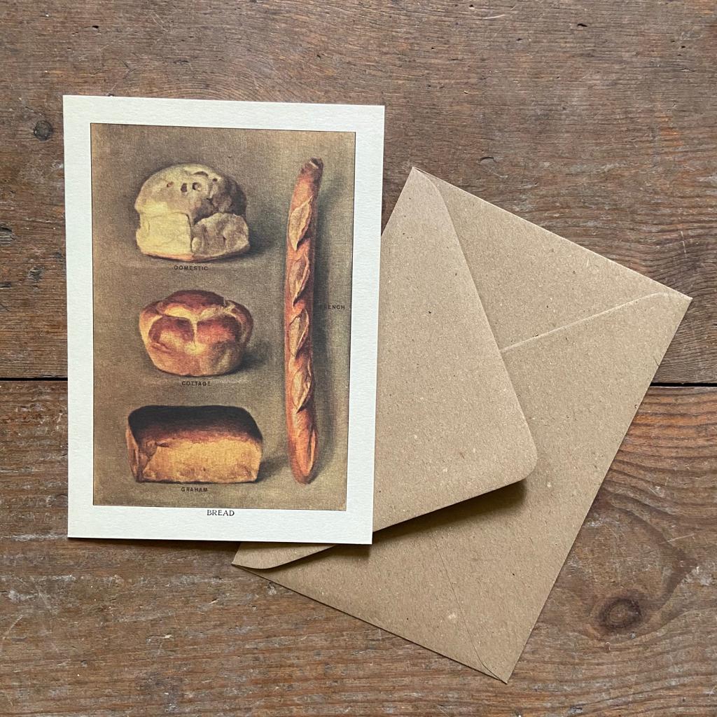 Vintage card with bread illustration with envelope