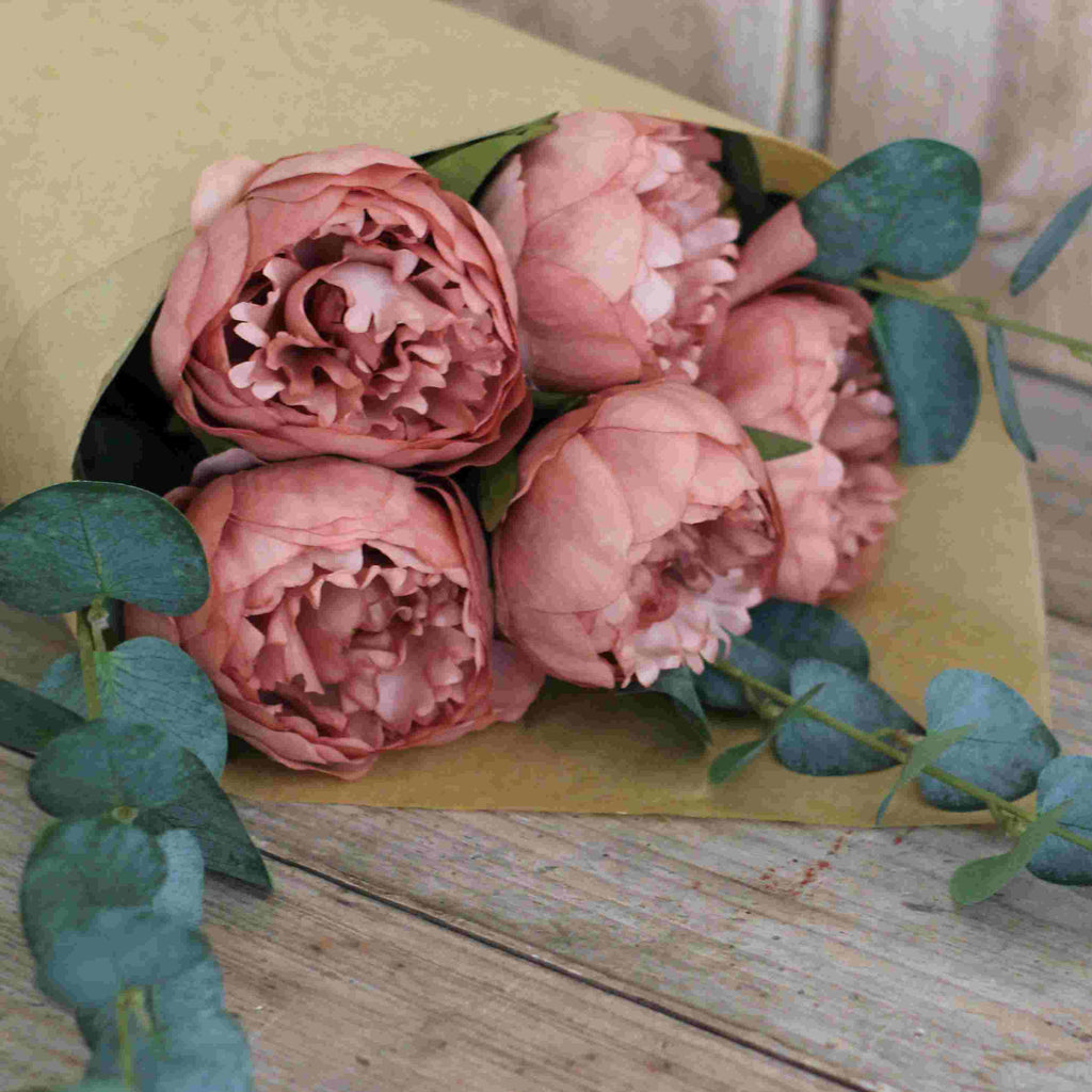 Gift Boxes for women with silk peony and eucalyptus bouquet