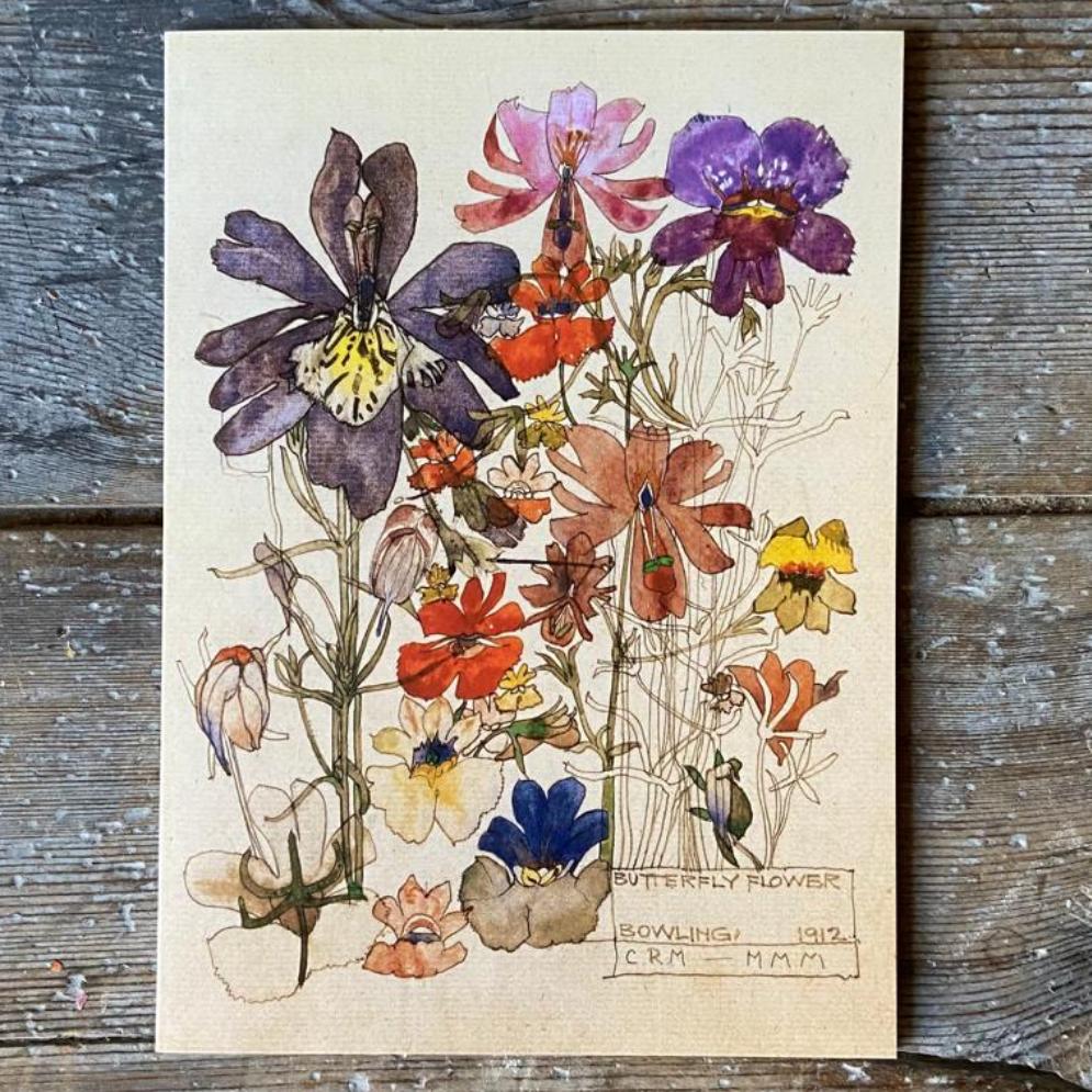 Vintage Card - Butterfly Flower by Charles Rennie Mackintosh 