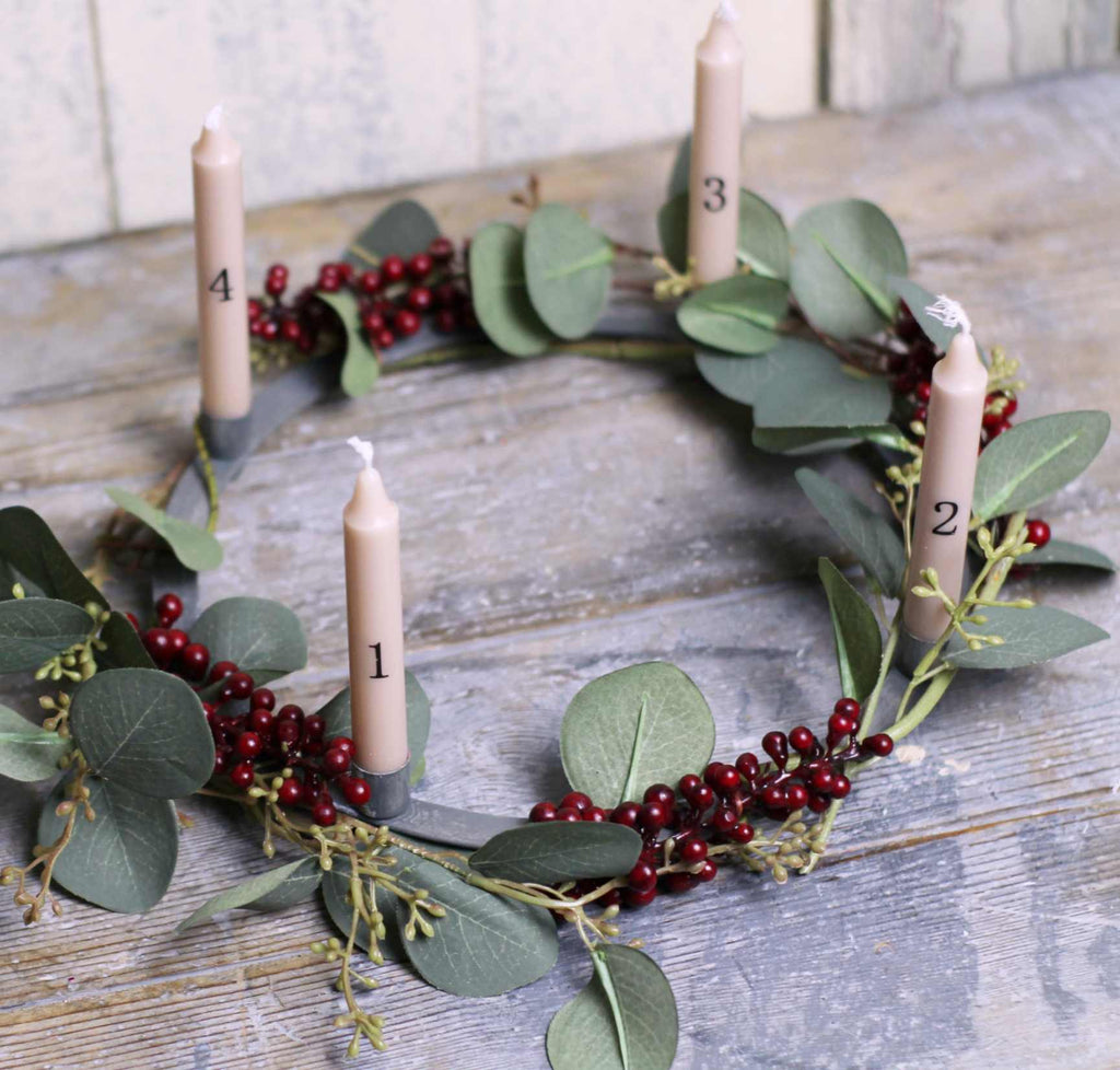 Set of Advent Candles to light each day of Advent. Candle ring