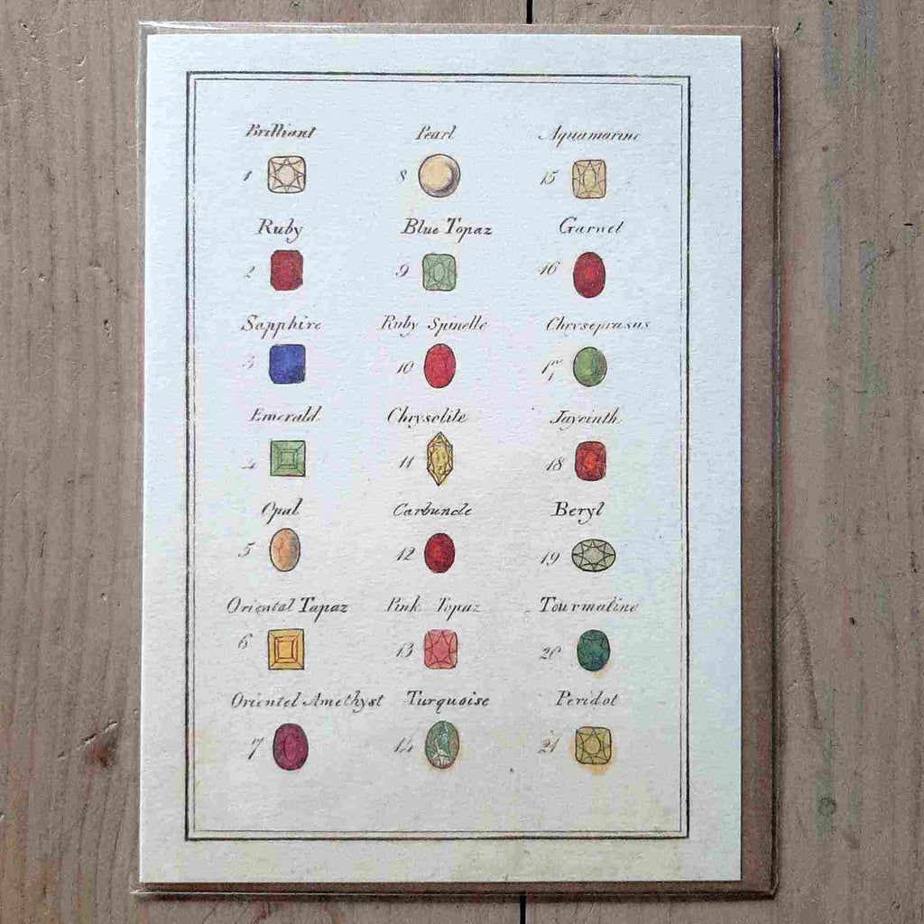 Vintage Cards with gemstone illustration