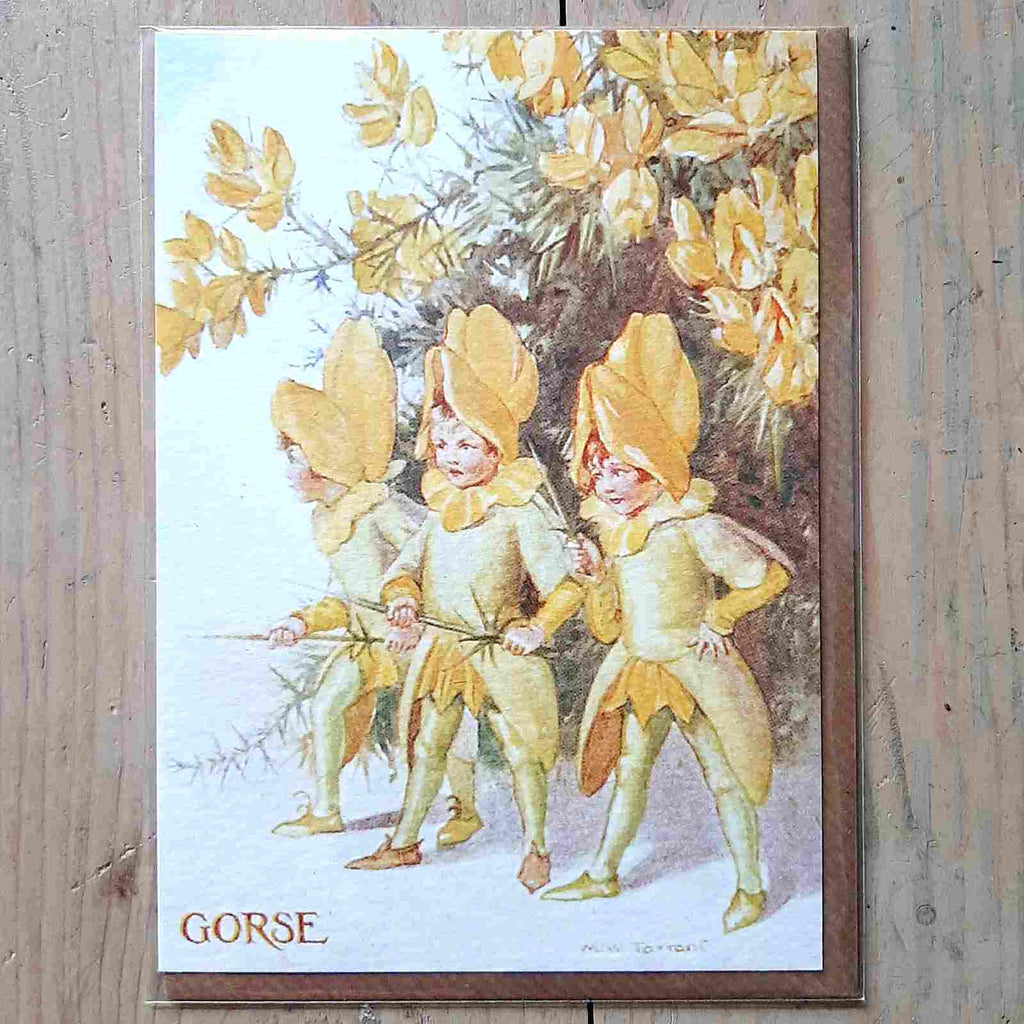 Gorse Fairy Vintage Card - Flower fairies by Margaret Tarrant