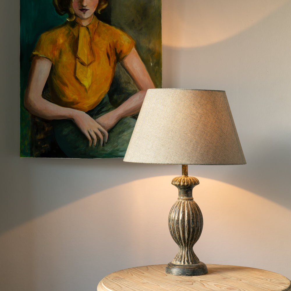 Table lamp stonewash grey with shade