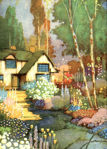 'Country Garden' vintage card detail